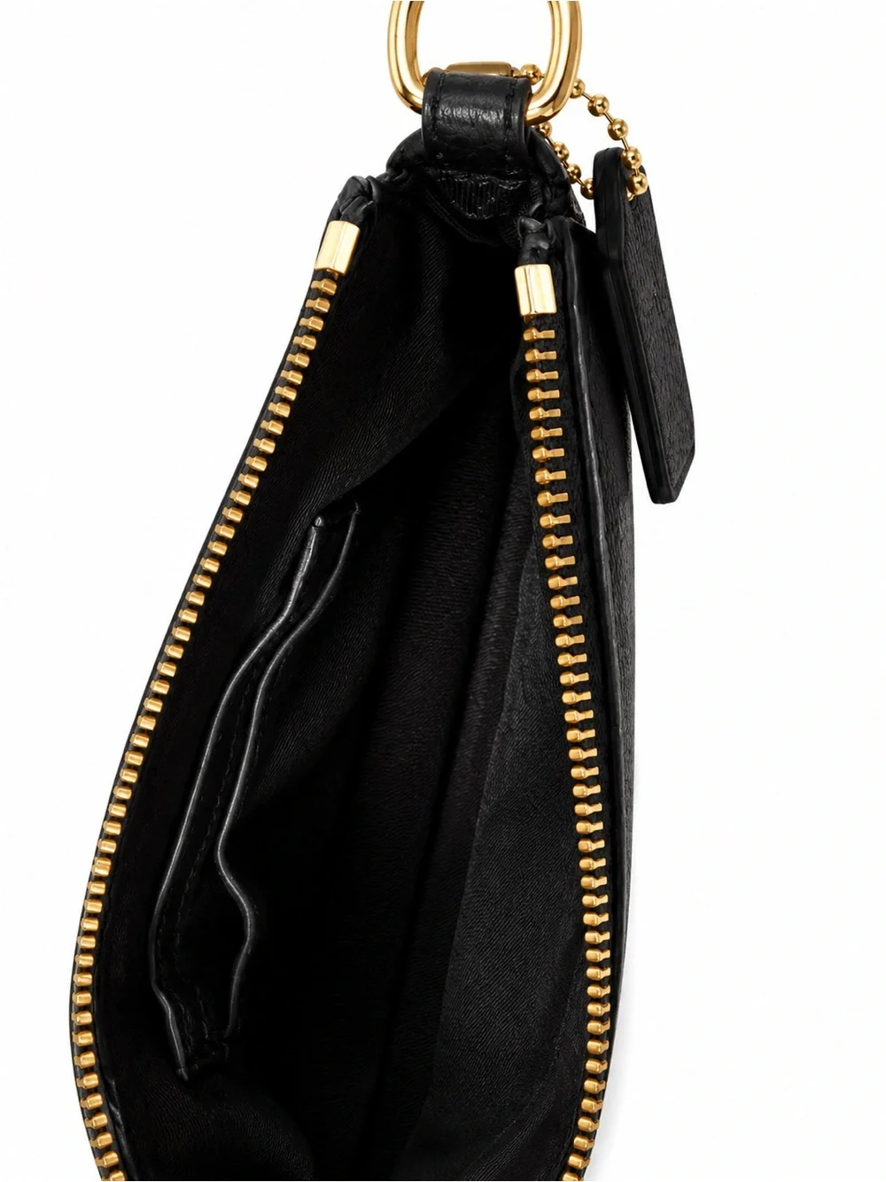 Coach Black Pebbled Leather Chain Wristlet/Shoulder Bag with Gold Hardware